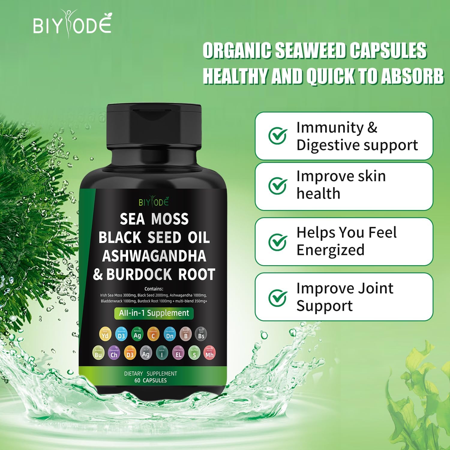 Sea moss is a natural and rich source of iodine, making it particularly useful for individuals with hypothyroidism or iodine deficiency.