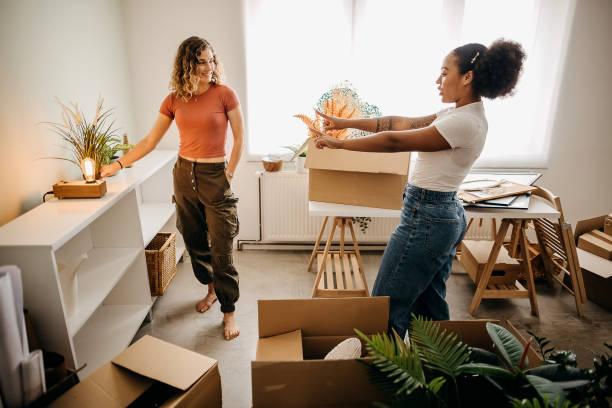 Two best friends are furnishing their new apartment together