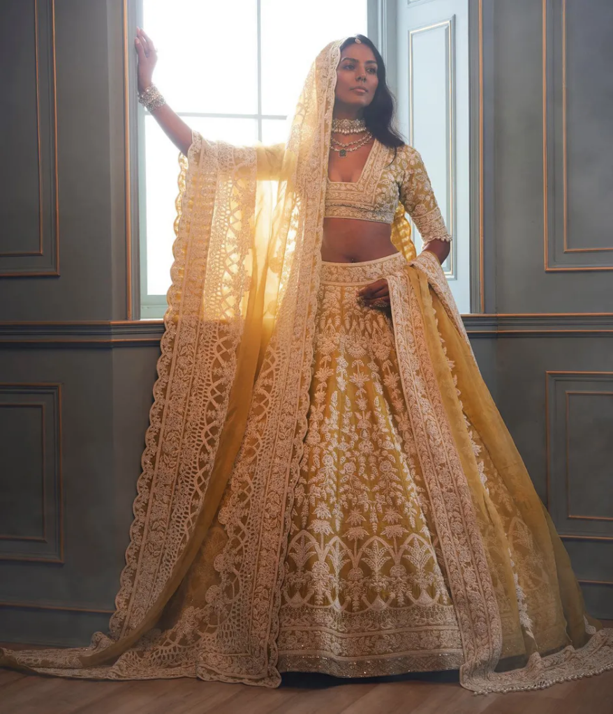 net-wedding-lehenga-in-yellow-with-sequence-work