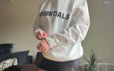 white essentials hoodie