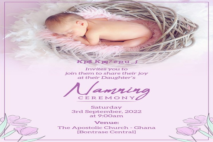 invitation card for naming ceremony