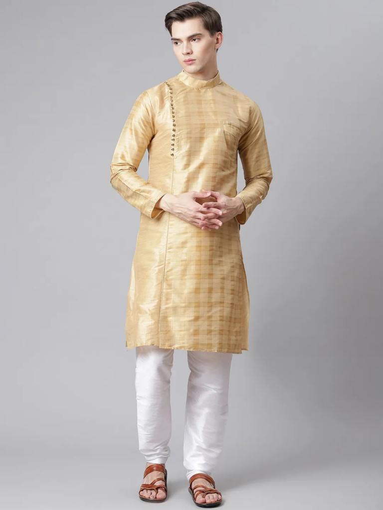 art-silk-fabric-gold-color-stitched-kurta-churidar-pyjama