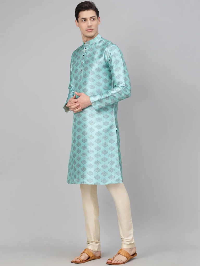 dupion-silk-blue-stitched-kurta-churidar-pyjama
