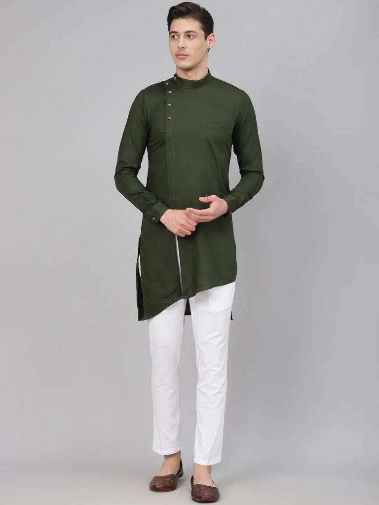 cotton-blend-green-stitched-kurta-trousers