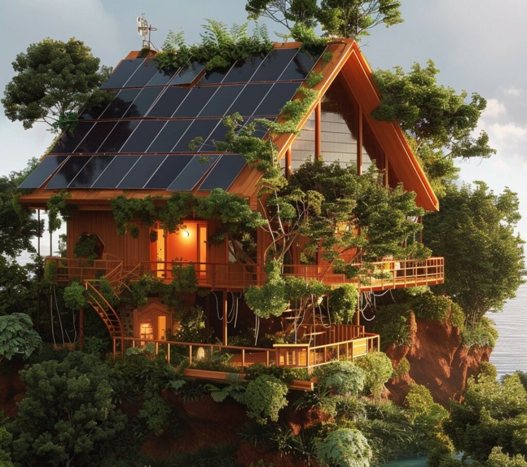 Home with solar panels