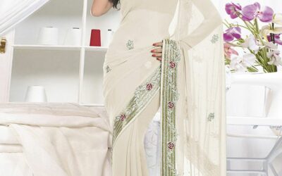 white georgette saree