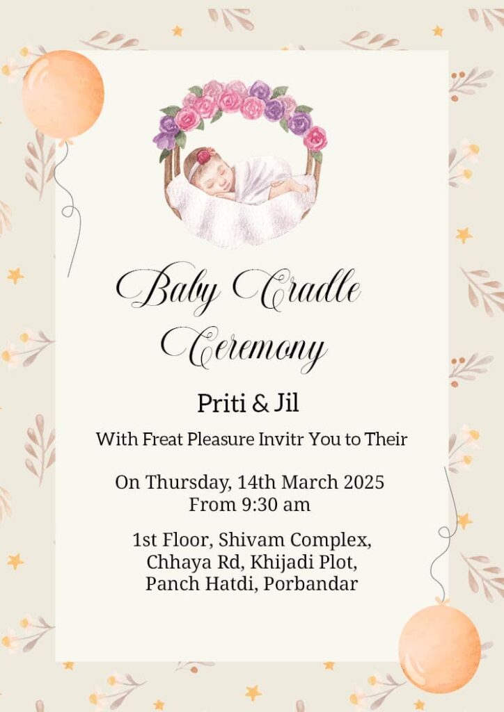 Invitation for a cradle ceremony