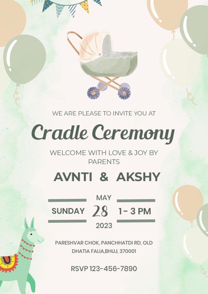 Invitation for a cradle ceremony