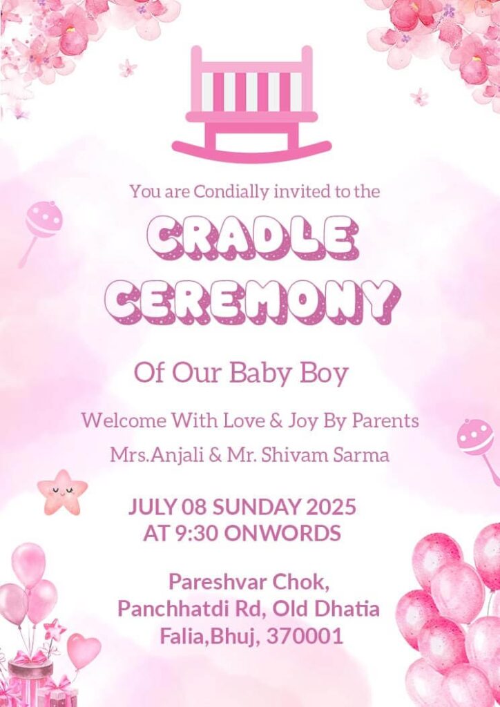 Invitation for a cradle ceremony