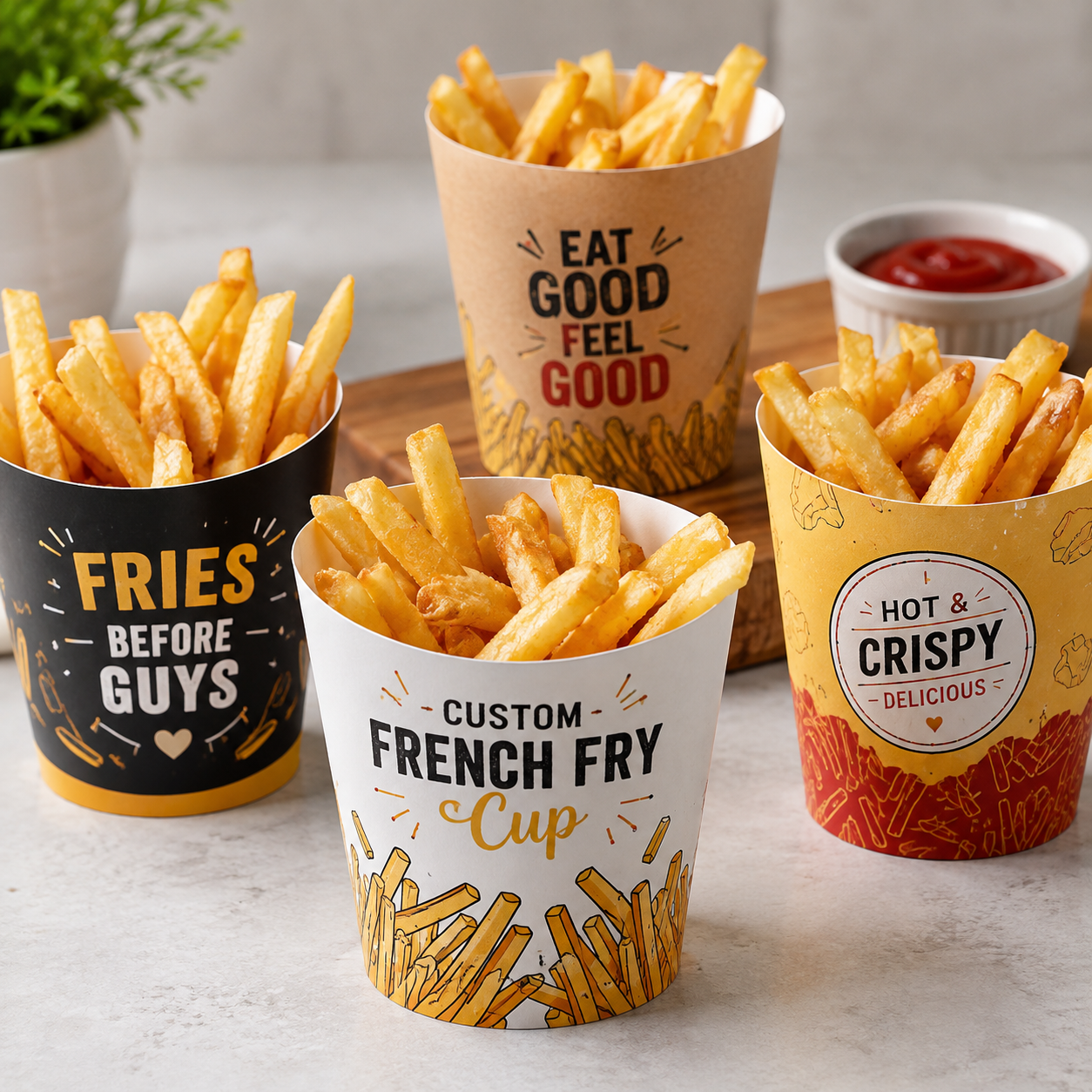 Custom french fry cups